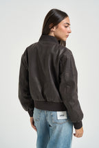 Giacca in ecopelle alla coreana marrone 15314240 CHOCOLATE BROWN ONLY NOOS 