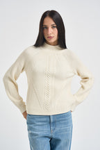 Maglia donna mezzo collo alto panna 15324678 WHITE CUP ONLY NOOS 