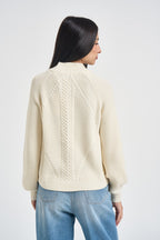 Maglia donna mezzo collo alto panna 15324678 WHITE CUP ONLY NOOS 
