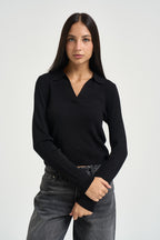 Polo donna a costine nera 15344841 BLACK ONLY NOOS 