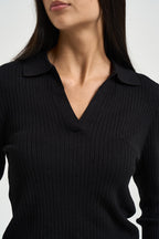 Polo donna a costine nera 15344841 BLACK ONLY NOOS 