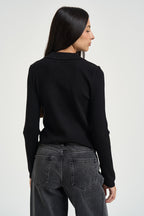 Polo donna a costine nera 15344841 BLACK ONLY NOOS 