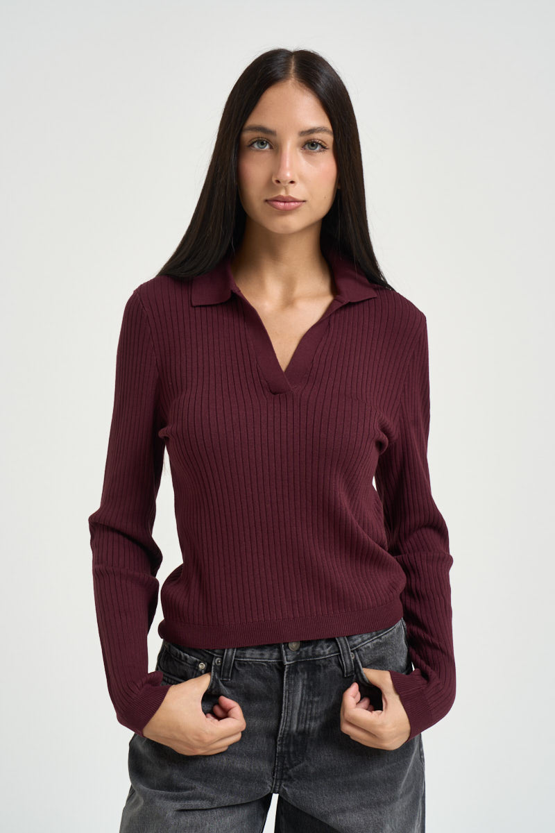 Polo donna a costine bordeaux 15344841 FIGH ONLY NOOS 