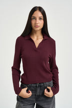 Polo donna a costine bordeaux 15344841 FIGH ONLY NOOS 