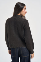 Maglia donna mezzo collo con fiocchi marrone scuro 15366920 COFFEE BEAN ONLY NOOS 