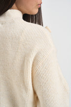 Maglia donna a mezzo collo con fiocchi panna 15366920 ECRU ONLY NOOS 