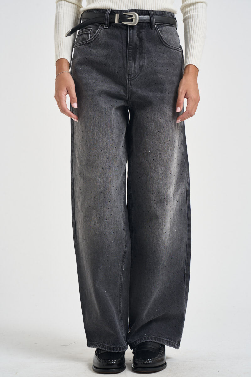 Jeans donna con strass effetto délavé nero 15380950 BLACK ONLY NOOS 