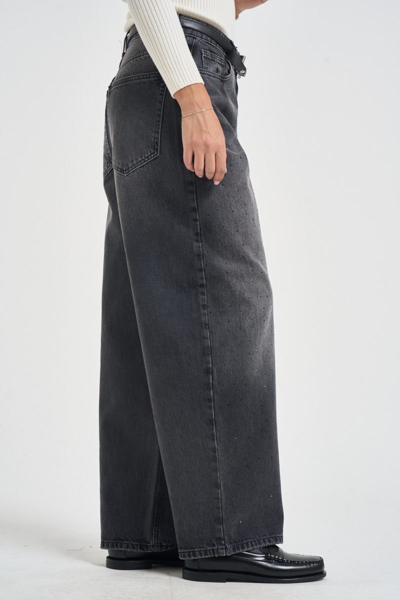 Jeans donna con strass effetto délavé nero 15380950 BLACK ONLY NOOS 