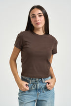 T-shirt donna cropped marrone 15383627 BRAKEN ONLY NOOS 
