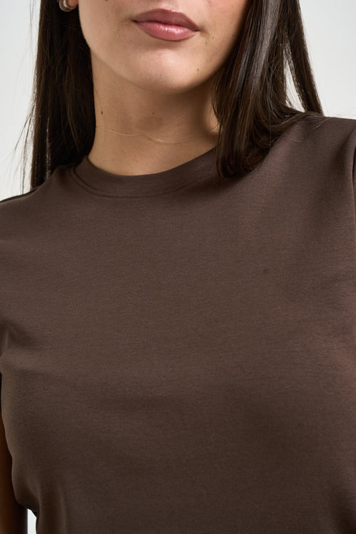 T-shirt donna cropped marrone - 2