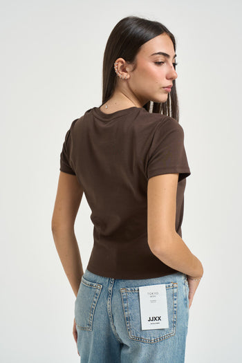 T-shirt donna cropped marrone - 4