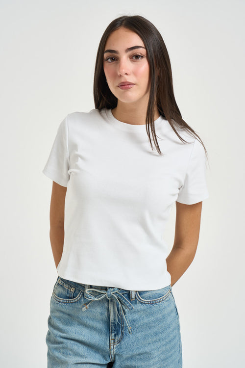 T-shirt donna cropped bianca - 1