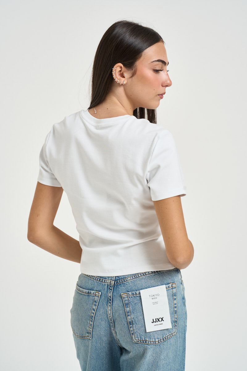 T-shirt donna cropped bianca 15383627 BRIGHT WHITE ONLY NOOS 