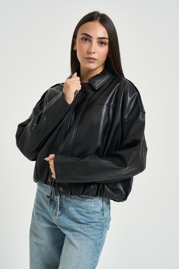 Giacca donna in ecopelle nera - 3