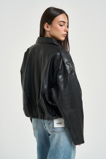 Giacca donna in ecopelle nera - 4