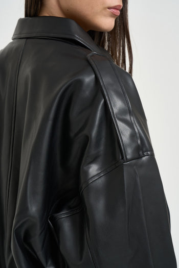 Giacca donna in ecopelle nera - 5
