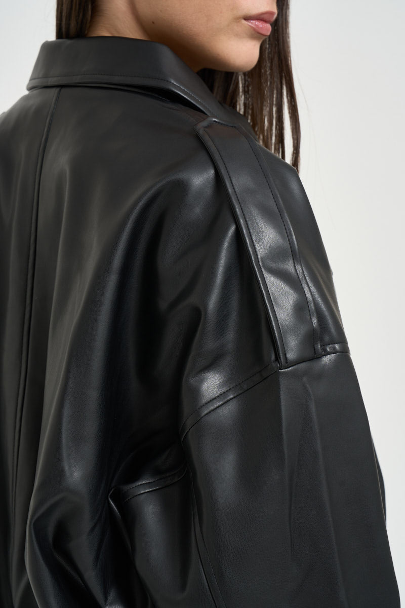 Giacca donna in ecopelle nera 15383675 BLACK ONLY NOOS 