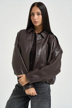 Giacca donna in ecopelle marrone 15383675 CHOCOLATE ONLY NOOS 