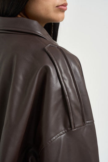 Giacca donna in ecopelle marrone - 6