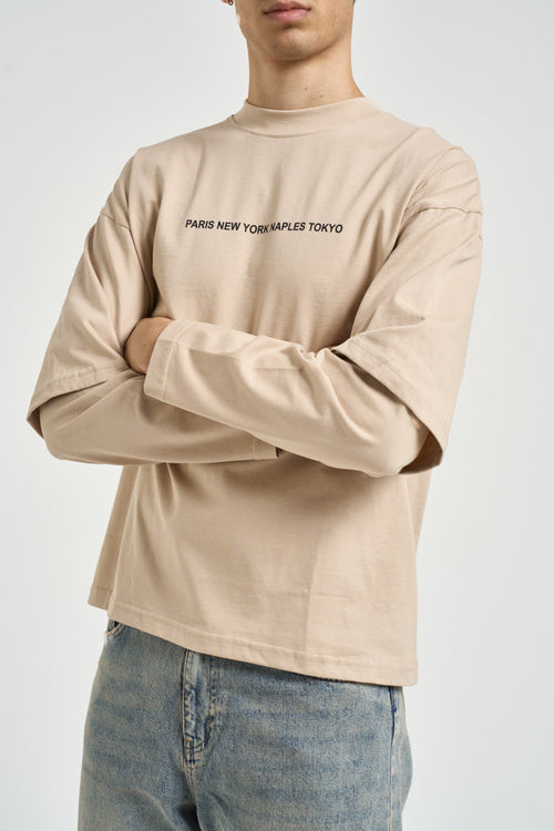 T-shirt uomo effetto layered sabbia - 2