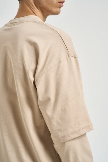 T-shirt uomo effetto layered sabbia - 5