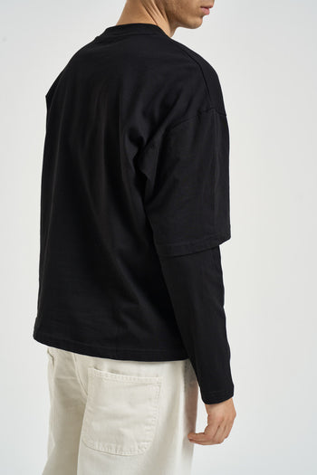 T-shirt uomo effetto layered nera - 5