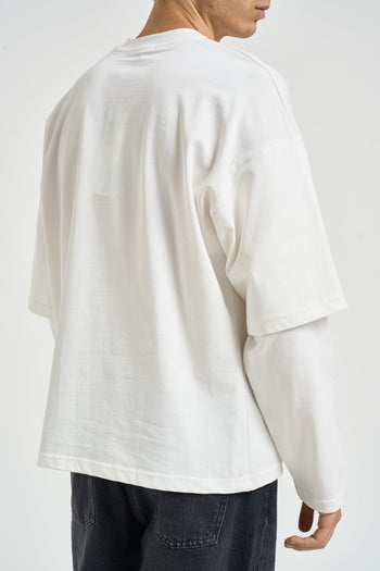 T-shirt uomo effetto layered bianca - 4