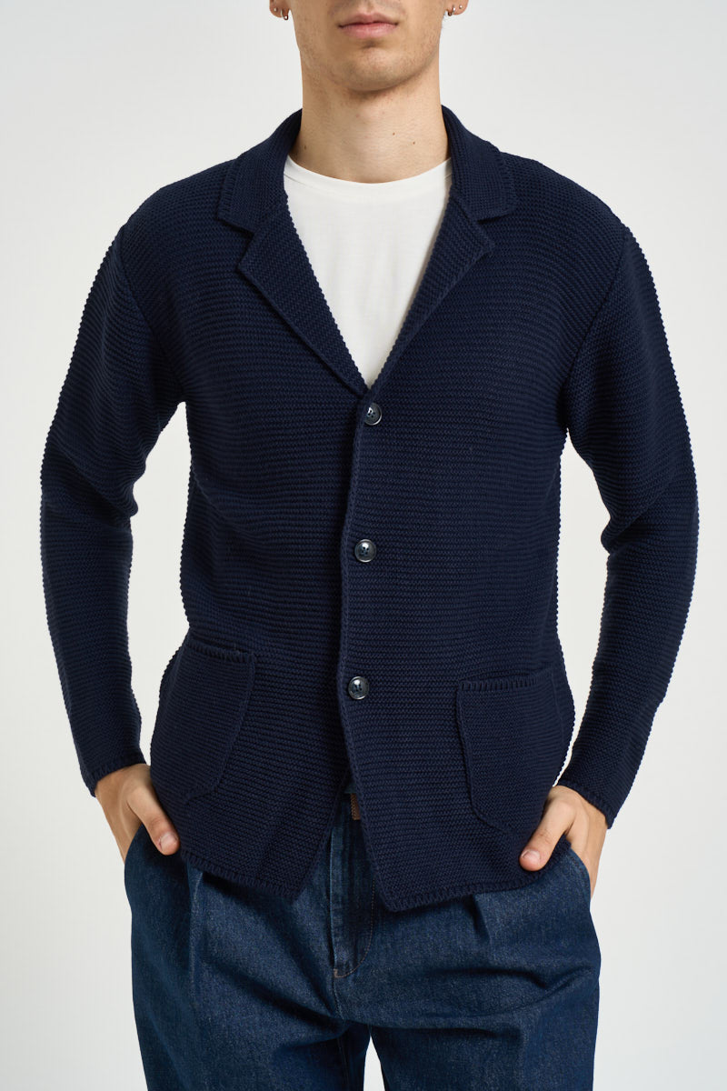 Giacca uomo in maglia blu navy M28 BLU OVERD 