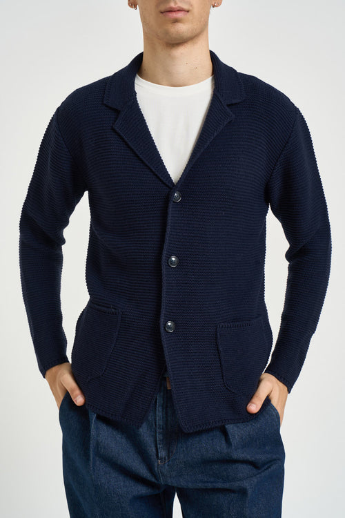 Giacca uomo in maglia blu navy - 1