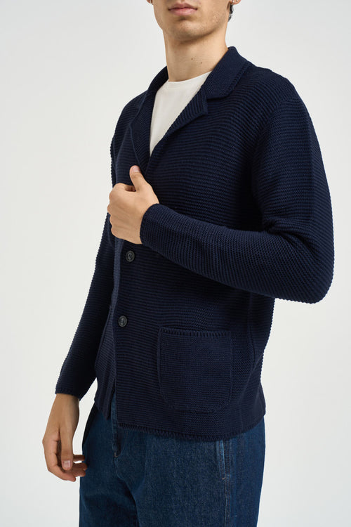 Giacca uomo in maglia blu navy - 2