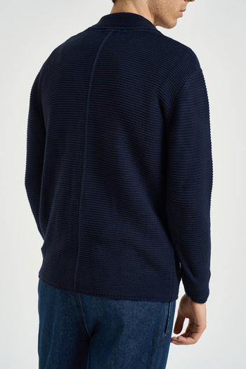 Giacca uomo in maglia blu navy - 4