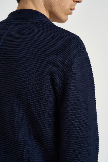 Giacca uomo in maglia blu navy - 5
