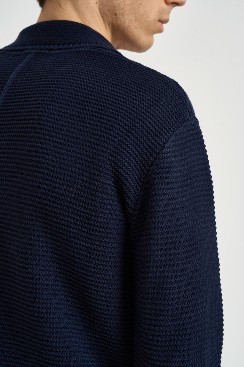 Giacca uomo in maglia blu navy M28 BLU OVERD 