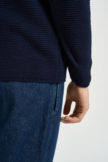 Giacca uomo in maglia blu navy - 6
