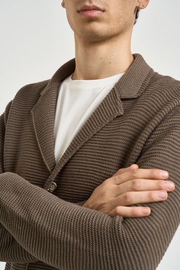 Giacca uomo in maglia marrone - 3