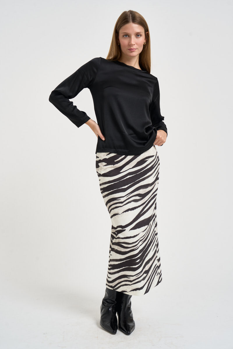 Gonna donna lunga  con stampa animalier zebrata bianca e nera 2G0042 C0280J373 PATRIZIA PEPE 