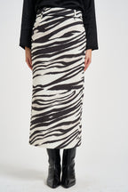 Gonna donna lunga  con stampa animalier zebrata bianca e nera 2G0042 C0280J373 PATRIZIA PEPE 