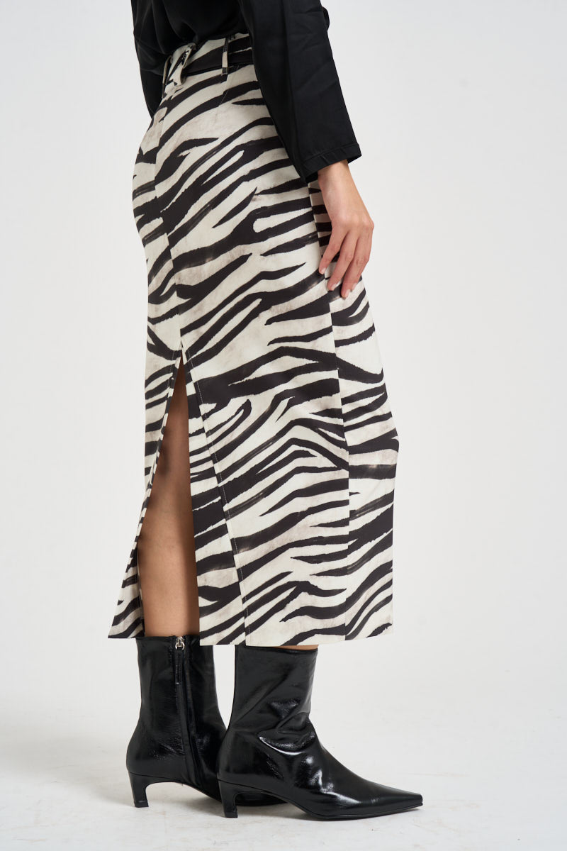 Gonna donna lunga  con stampa animalier zebrata bianca e nera 2G0042 C0280J373 PATRIZIA PEPE 