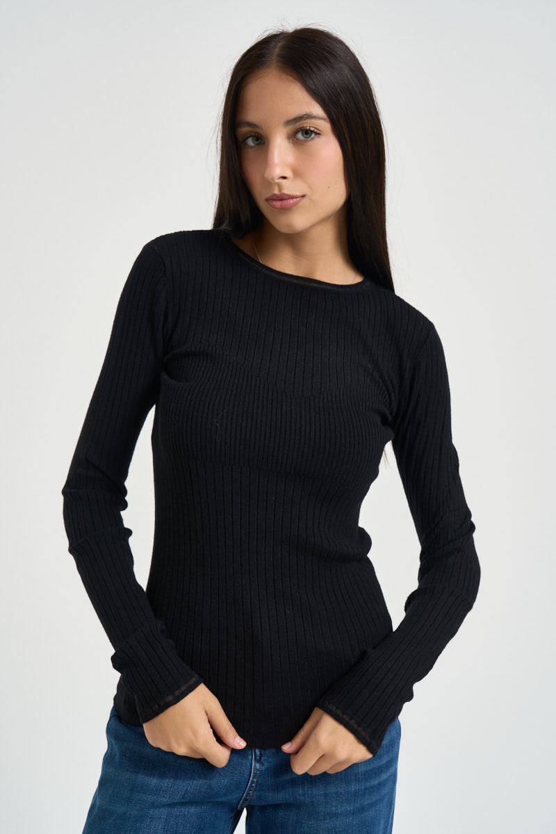 Maglia donna girocollo nera 2K0096 K7S0K103 PATRIZIA PEPE 