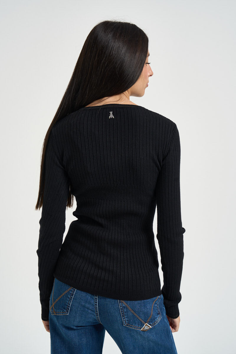 Maglia donna girocollo nera 2K0096 K7S0K103 PATRIZIA PEPE 