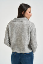 Polo donna in maglia scollo a V grigia 2K0145 K293S264 PATRIZIA PEPE 