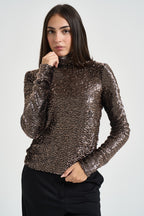 Maglia donna con strass nera e bronzo 2M0049 J0090J391 PATRIZIA PEPE 