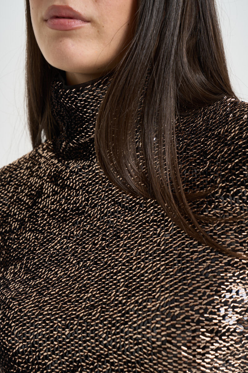 Maglia donna con strass nera e bronzo 2M0049 J0090J391 PATRIZIA PEPE 