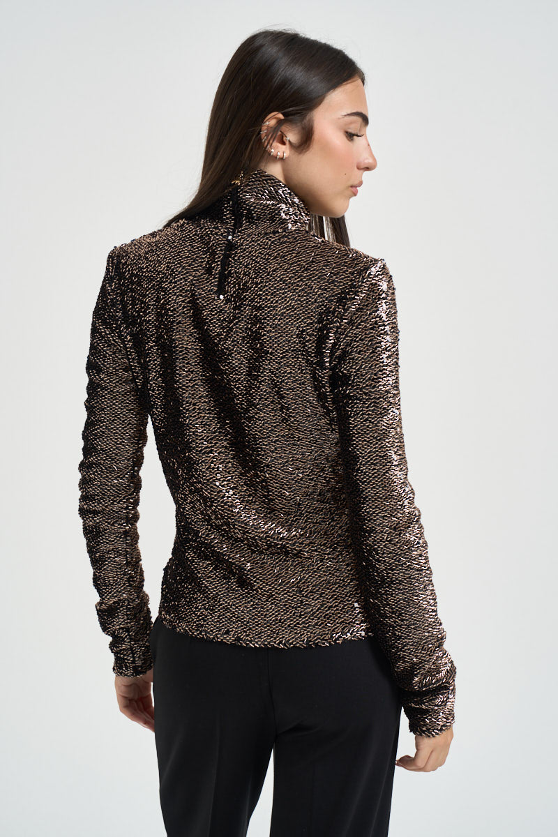 Maglia donna con strass nera e bronzo 2M0049 J0090J391 PATRIZIA PEPE 
