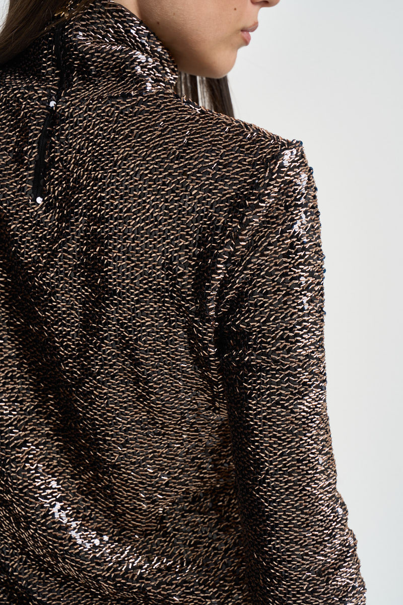Maglia donna con strass nera e bronzo 2M0049 J0090J391 PATRIZIA PEPE 
