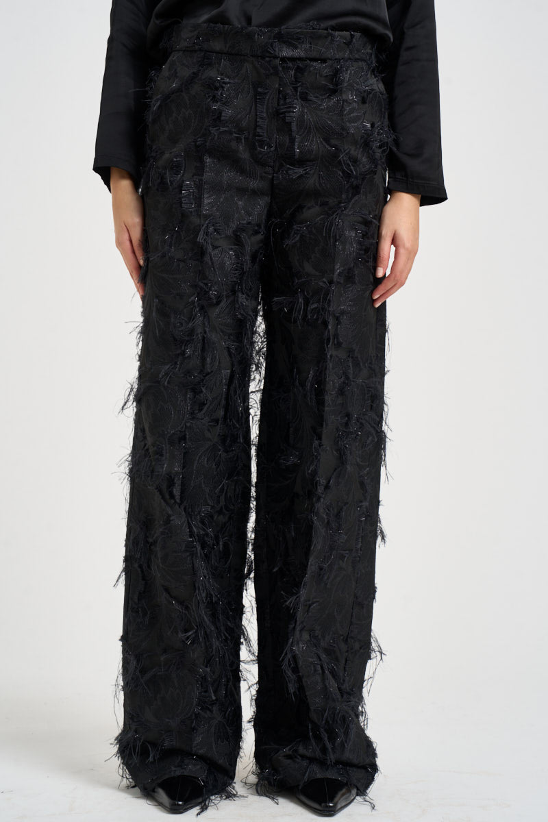 Pantaloni donna in jacquard fil coupé neri 2P0096 C0289K103 PATRIZIA PEPE 