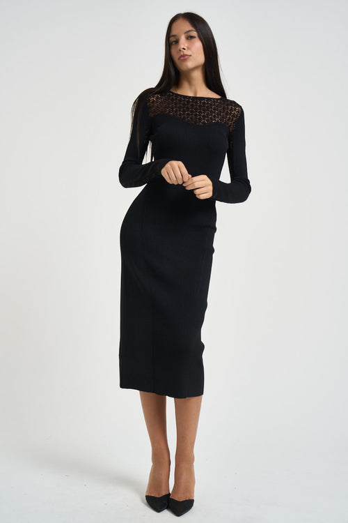 Abito midi donna in maglia nero 8A0371 KK014K103 PATRIZIA PEPE 