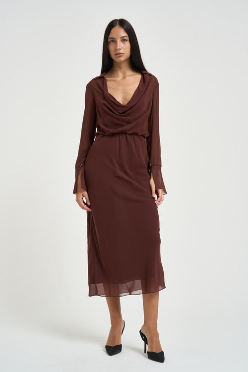 Abito donna midi marrone chiaro - 1
