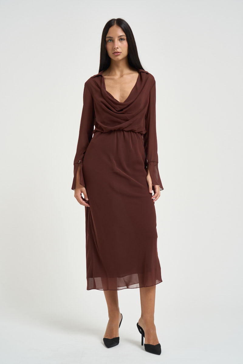 Abito donna midi marrone chiaro 8A0447 A3ZQB887 PATRIZIA PEPE 