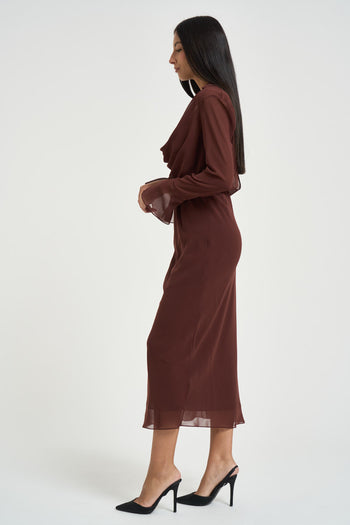 Abito donna midi marrone chiaro - 3